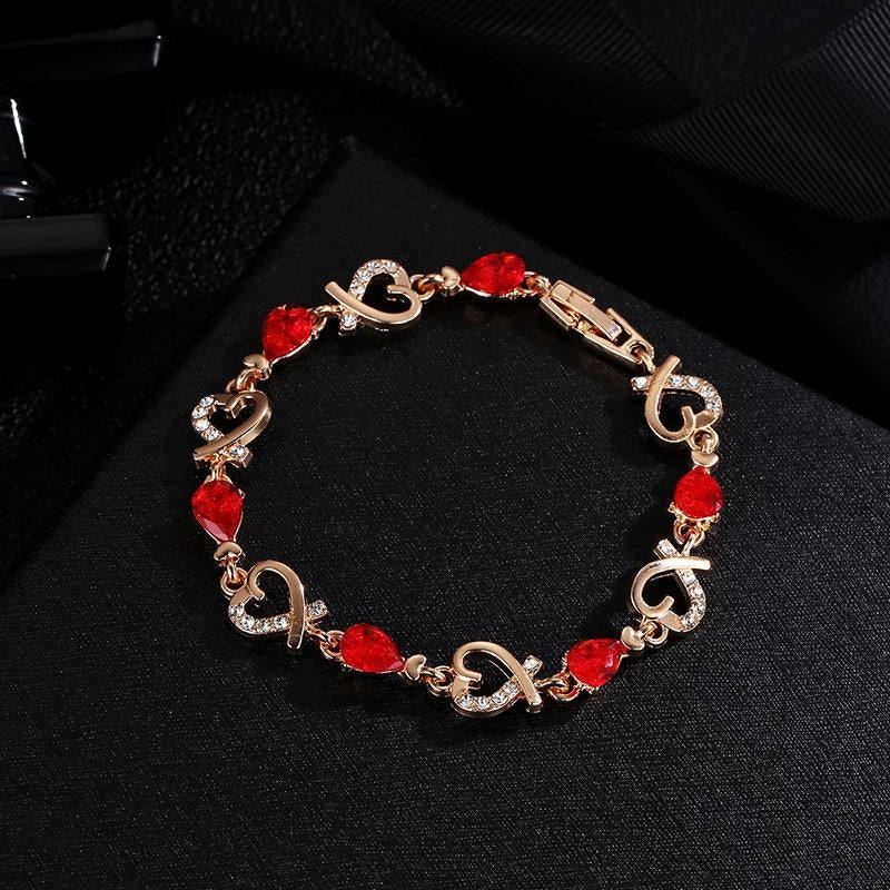 Hollow Flower Heart Diamond Bracelet - Elegant Valentine's Gift