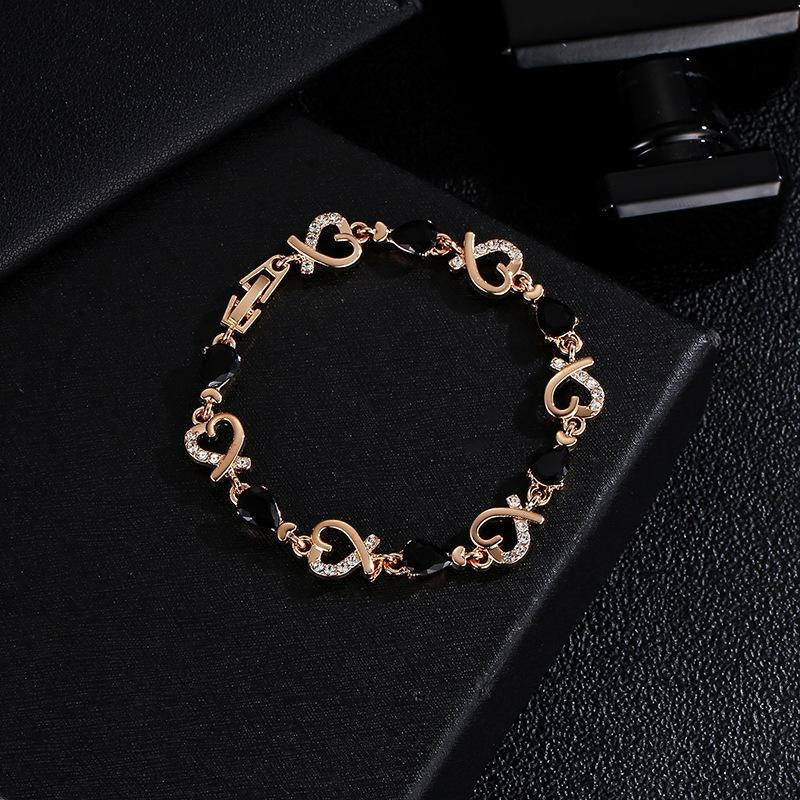 Hollow Flower Heart Diamond Bracelet - Elegant Valentine's Gift