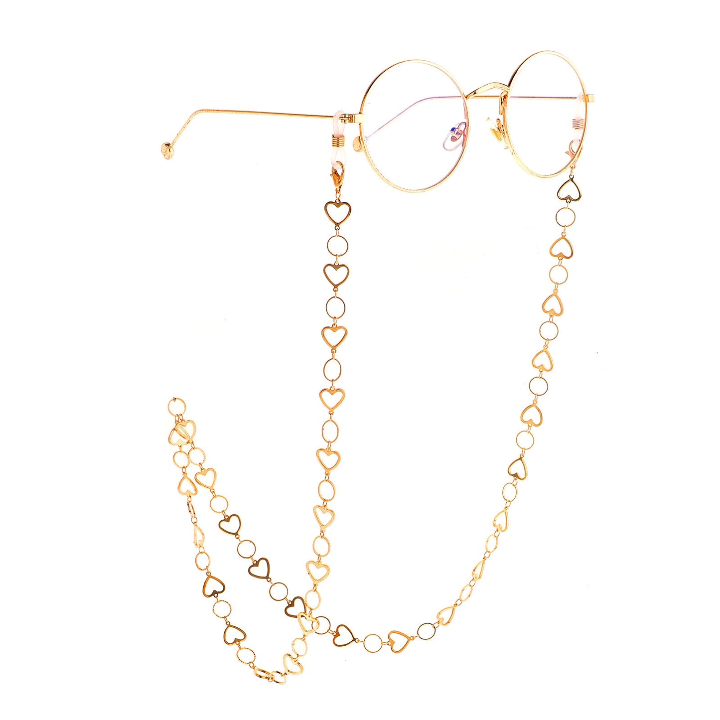 Trendy Gold Copper Heart Eyeglasses Chain Accessory