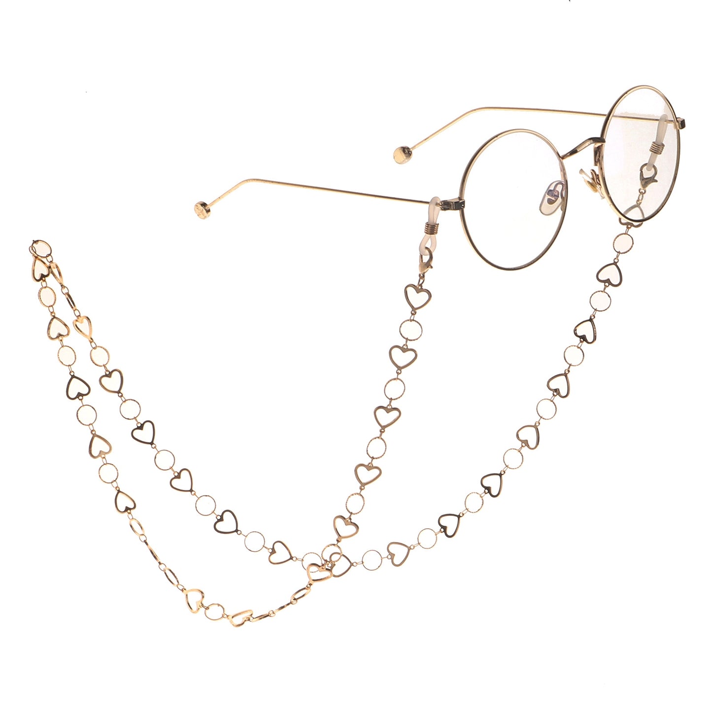 Trendy Gold Copper Heart Eyeglasses Chain Accessory