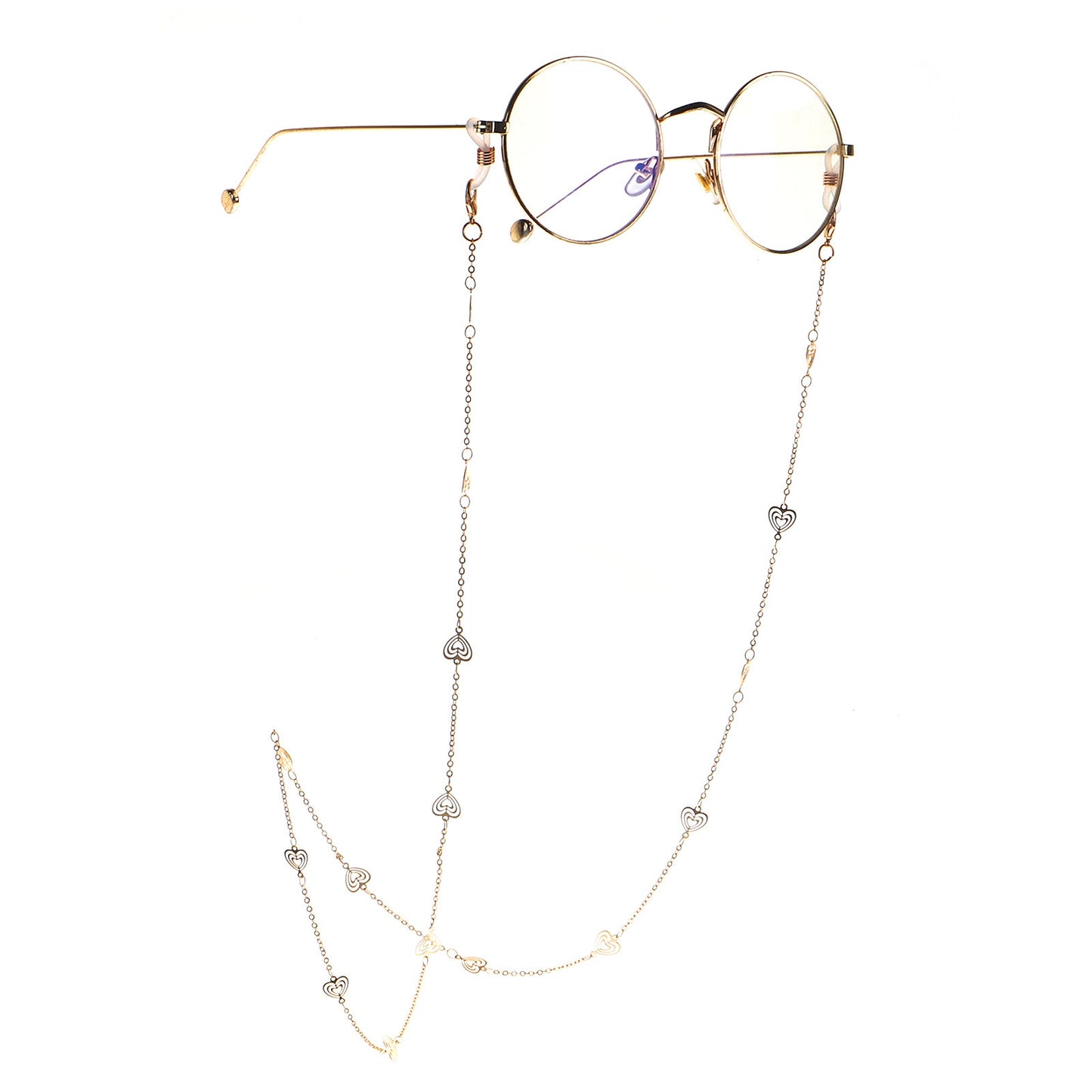 Fashionable Simple Golden Hollow Heart Glasses Chain