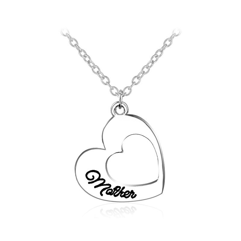 Mother Daughter Heart Pendant Necklace for Mother's Day