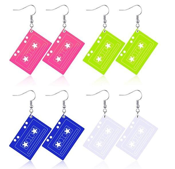 Acetate Rattan Creative Colorful Acrylic Earrings Set - Four Piece Collection