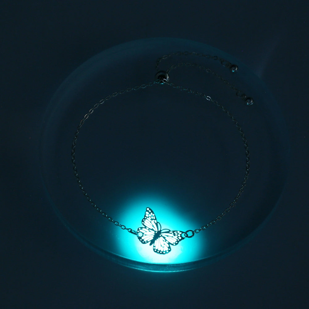 Luminous Butterfly & Love Tree Pendant Bracelet Anklet - Copper Sheet Fluorescent Jewelry