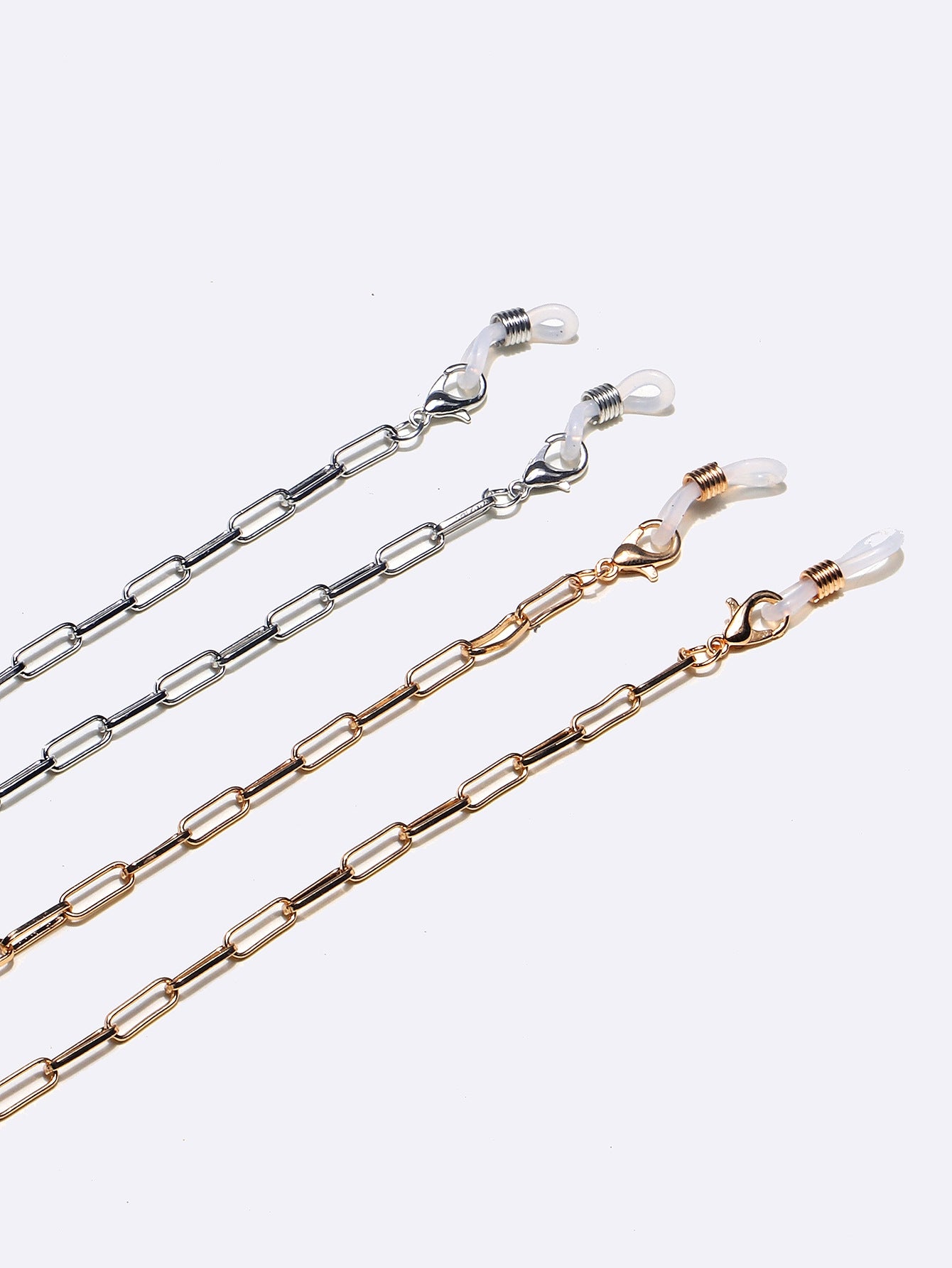 Two-Piece Eyeglasses Chain Set with Copper Thick Straps in Gold and Silver