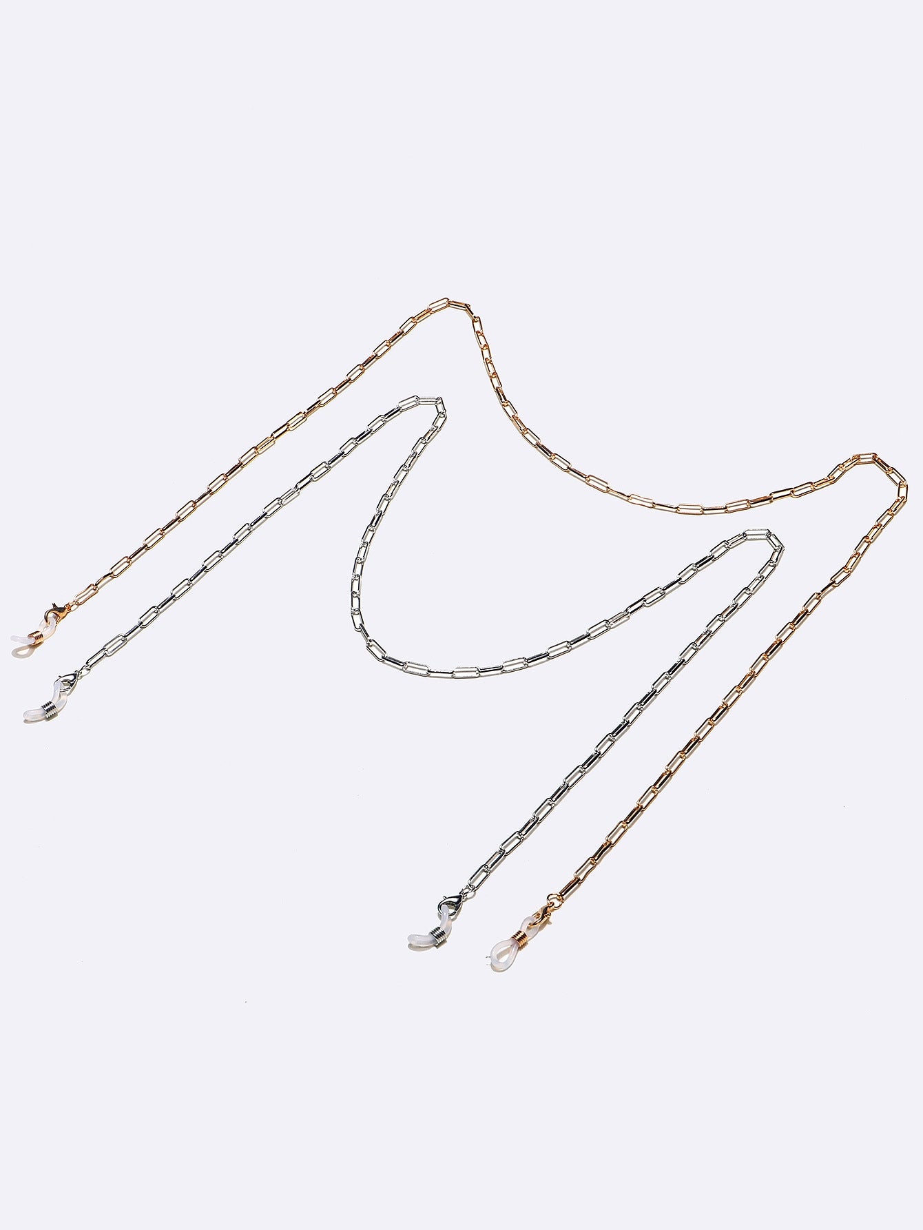 Two-Piece Eyeglasses Chain Set with Copper Thick Straps in Gold and Silver