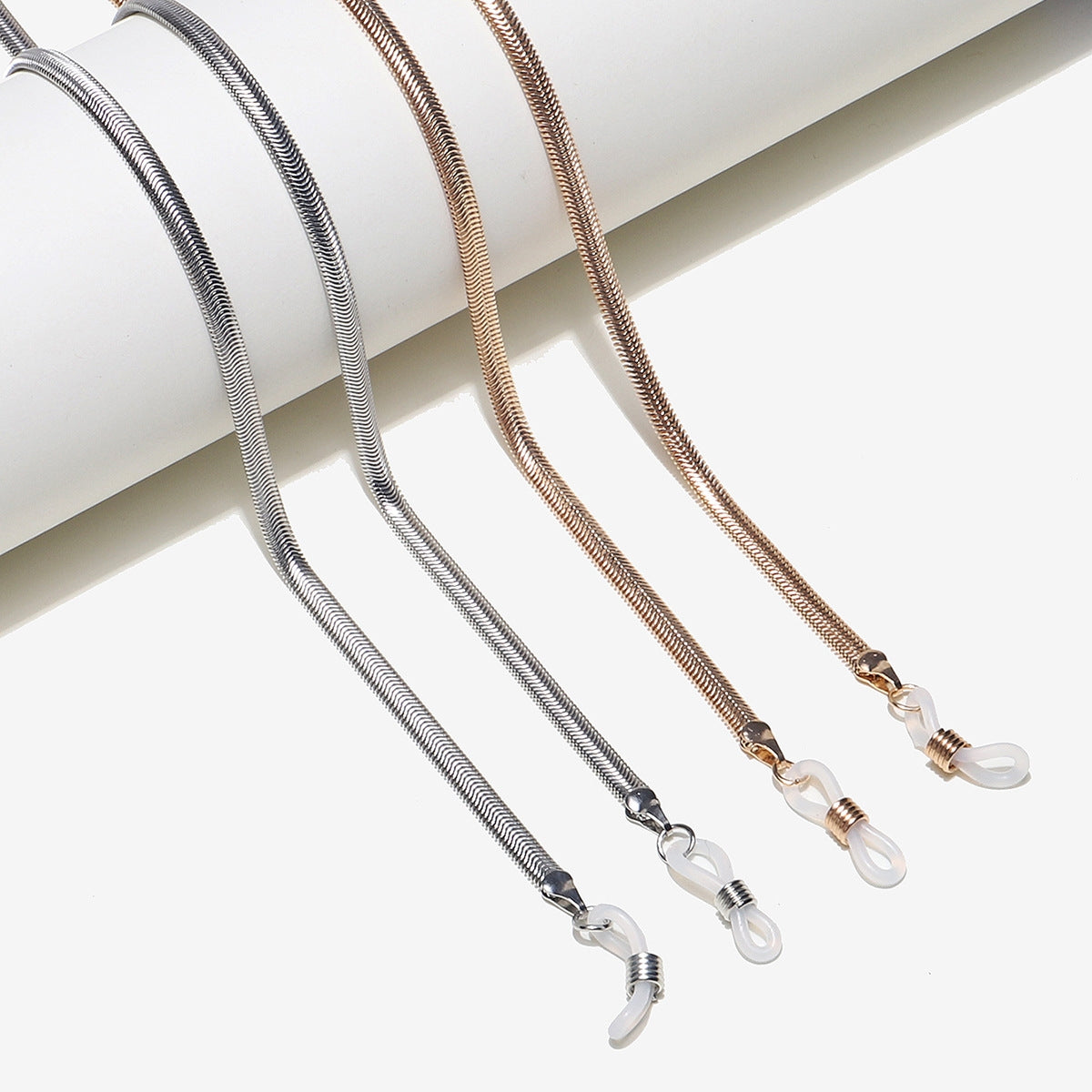 Two-Piece Snake Chain Eyeglasses Strap in Gold and Silver