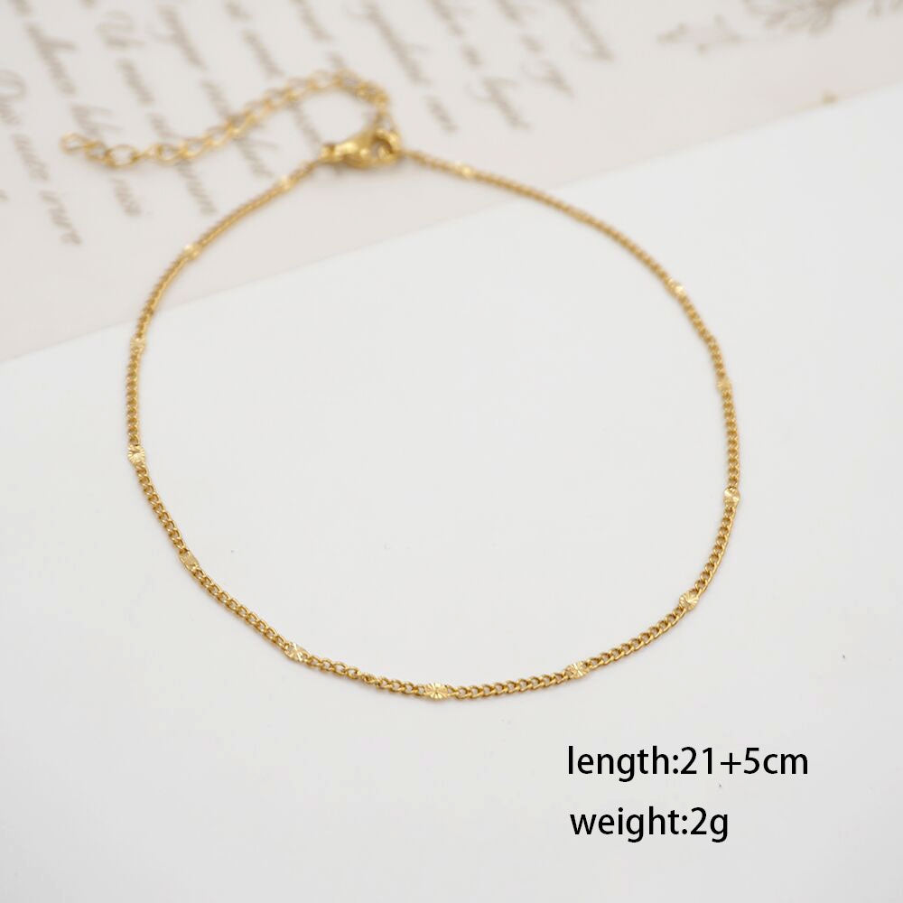 IG Style Heart Shape Gold Plated Stainless Steel Double Layer Women's Anklet