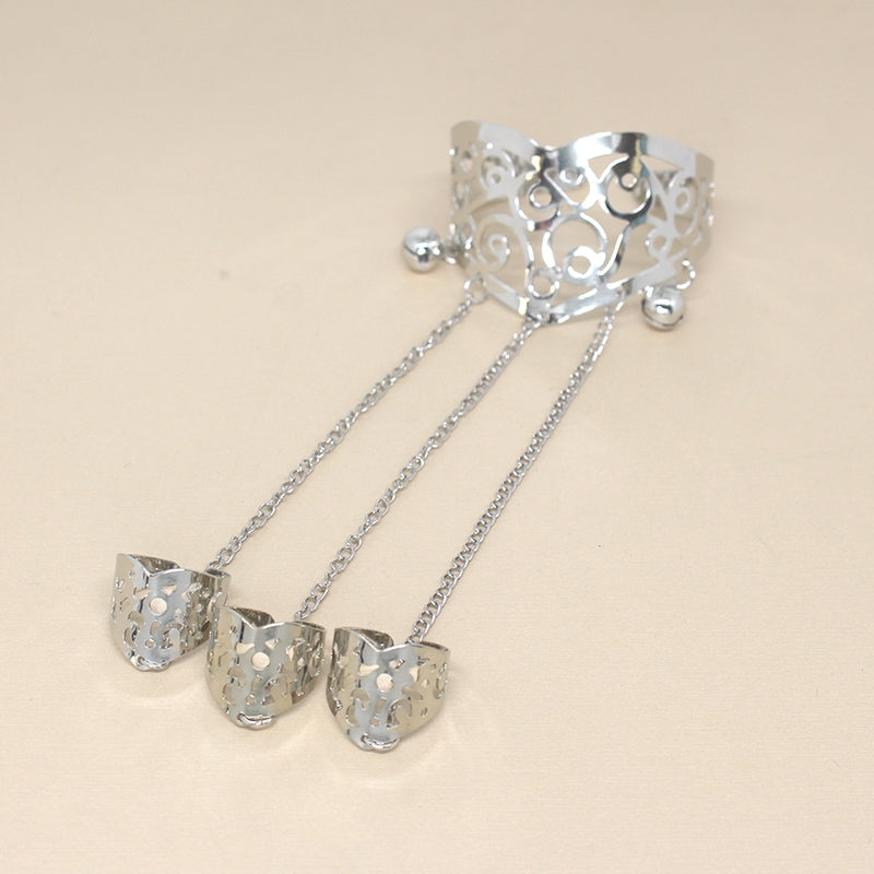 IG Style Rose Gold Hollow Out Women's Bangle and Retro Fox Pattern Finger Bracelet Set