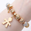 IG Style Cute Flower Whale & Gold Dolphin Beaded Bracelet - Kid's & Women's Gold Plated Snake Chain