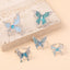 IG Style Cute Butterfly Enamel Rhinestone Silver Plated Women's Open Ring Set