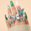 IG Style Cute Butterfly Enamel Rhinestone Silver Plated Women's Open Ring Set