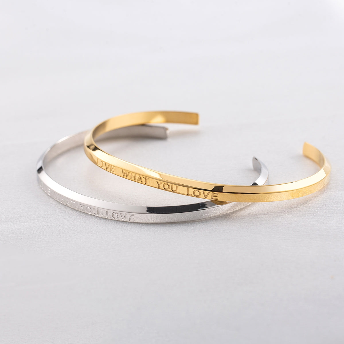 Elegant Geometric 18K Gold Plated Stainless Steel Open Bracelet