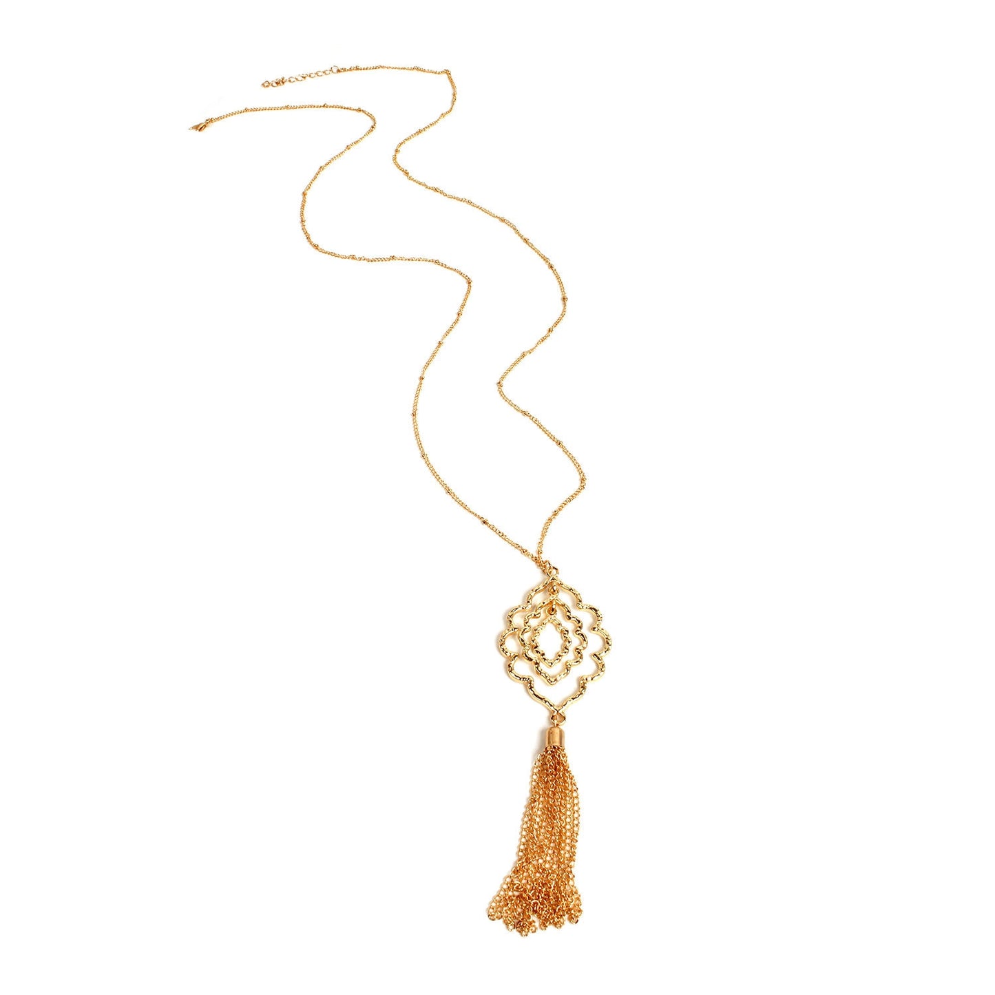 IG Style Geometric Alloy Pendant Necklace with Bohemian Tassel