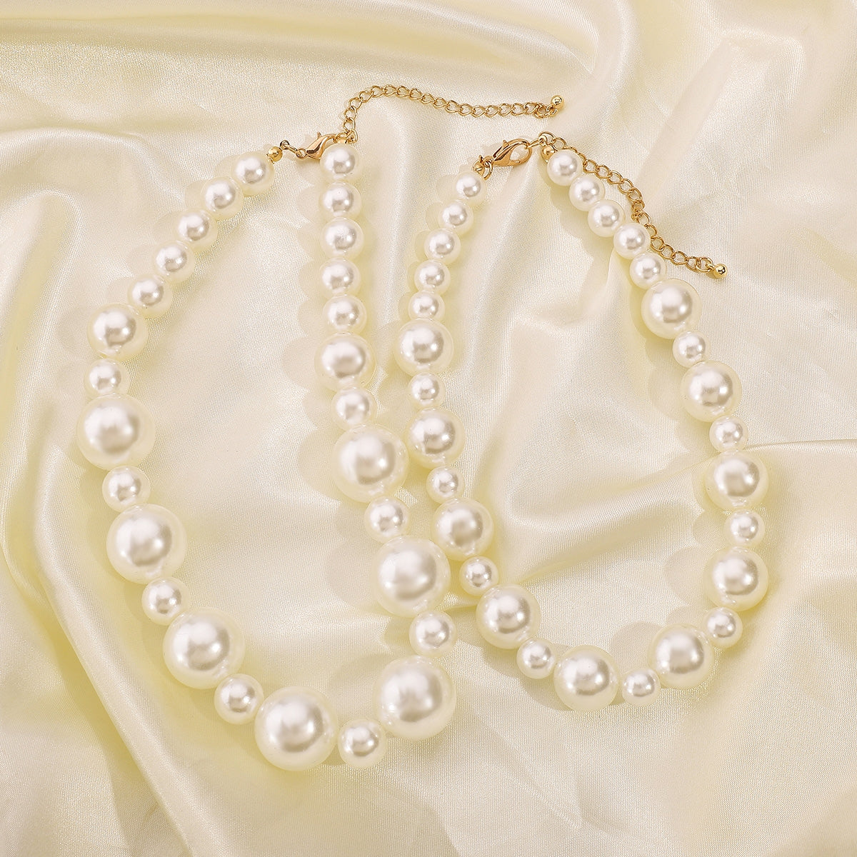 IG Style Double Layered Imitation Pearl Vintage Necklace Set