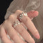 IG Style Fairy Flower Crystal Women's Open Ring Set - Sakura Petal Design