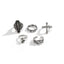 Gothic Punk Cross Heart Skull Alloy Unisex Open Ring Set