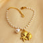 Hawaiian Starfish Conch Shell Pearl 18K Gold Plated Stainless Steel Bracelet for Women