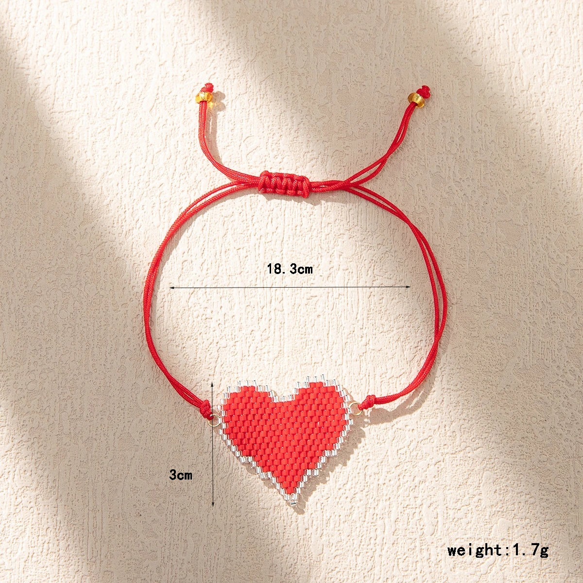 IG Style Heart Shape Glass Knitting Bohemian Miyuki Valentine's Day Bracelet Set for Women