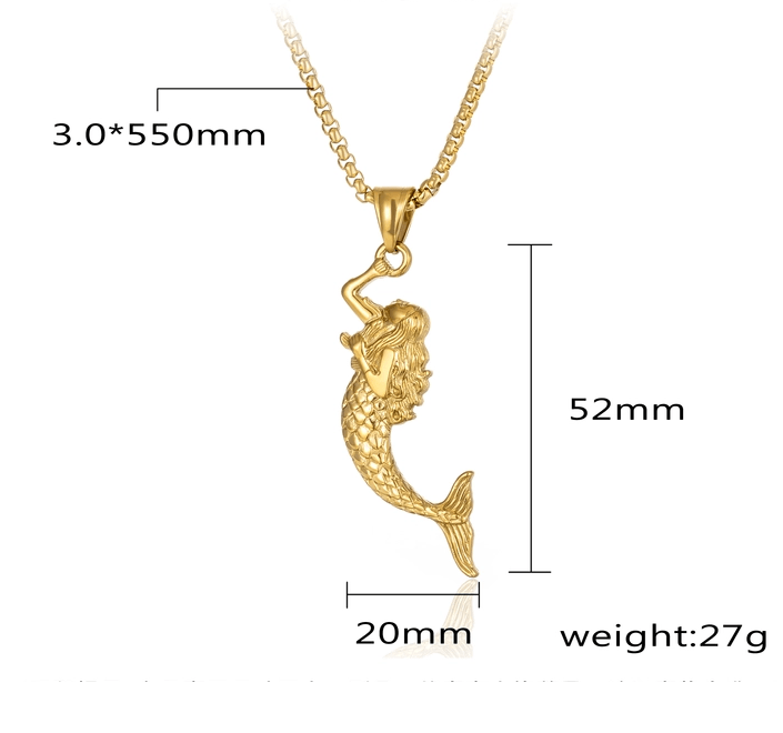 IG Style Unisex Mermaid Fish 304 Stainless Steel Pendant Necklace