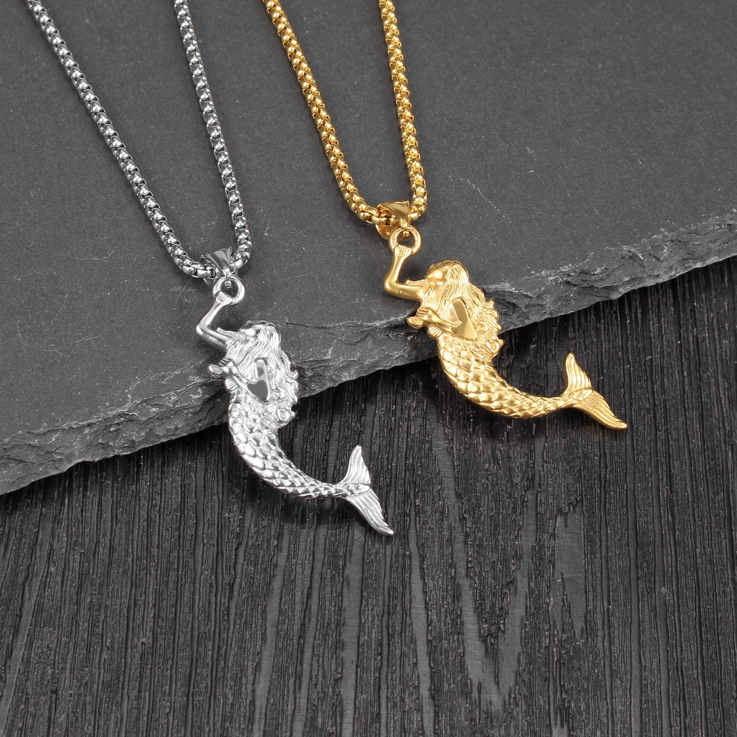 IG Style Unisex Mermaid Fish 304 Stainless Steel Pendant Necklace