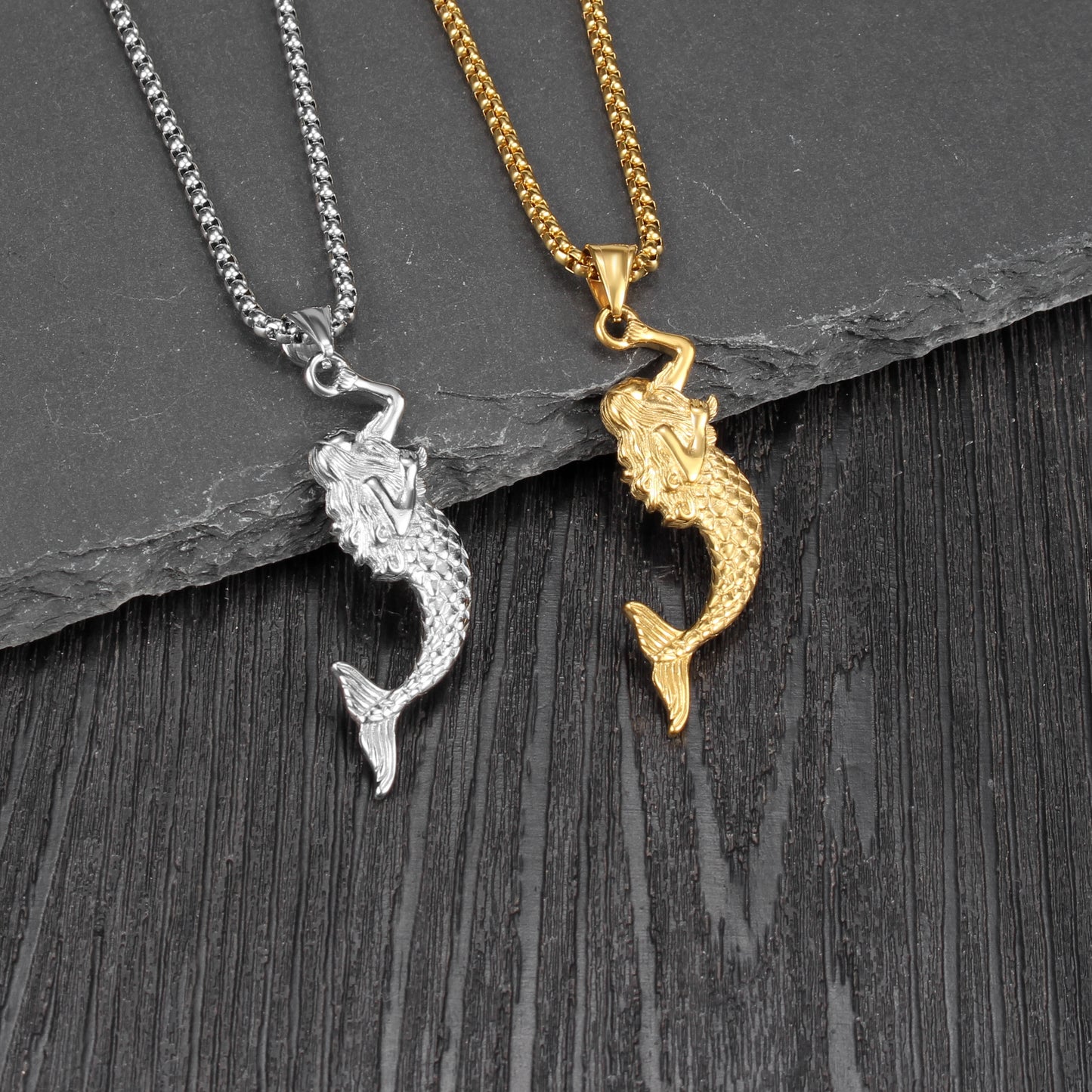 IG Style Unisex Mermaid Fish 304 Stainless Steel Pendant Necklace