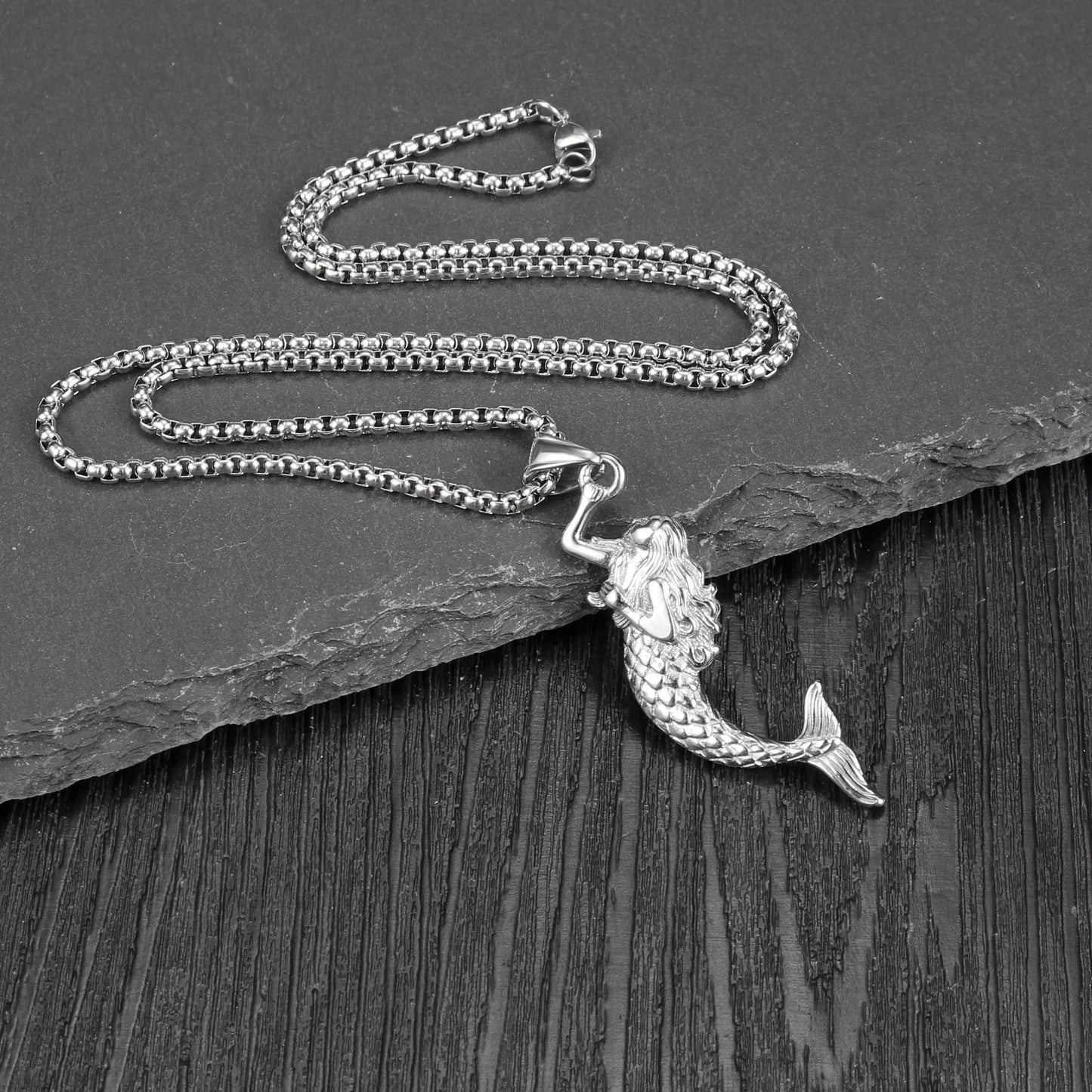 IG Style Unisex Mermaid Fish 304 Stainless Steel Pendant Necklace