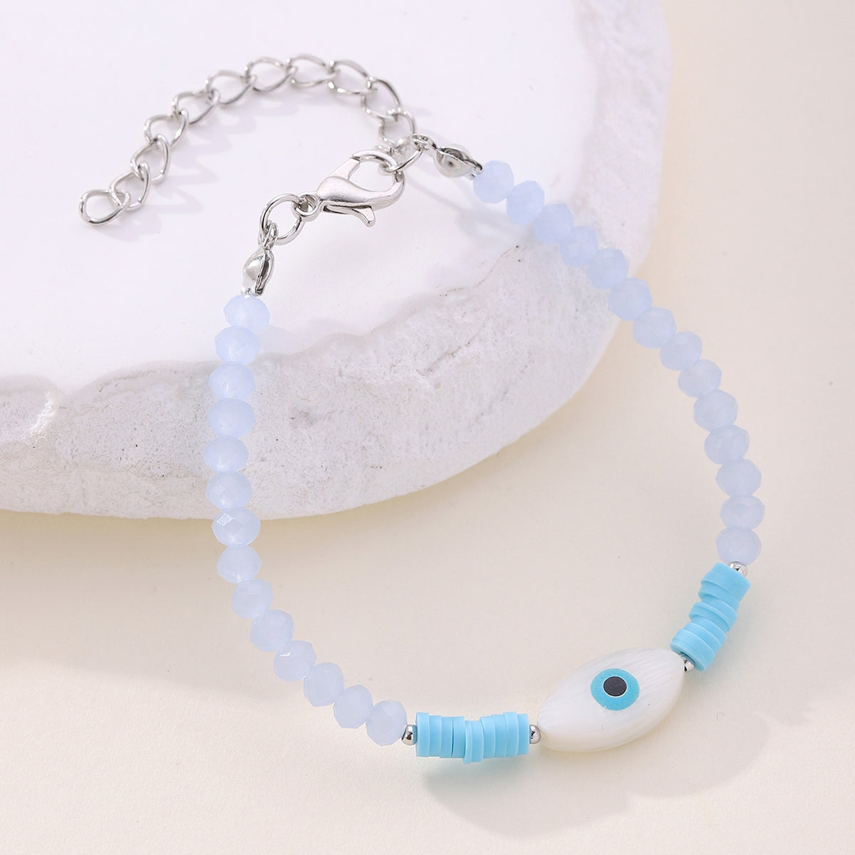 IG Style Modern Classic Blue Crystal Evil Eye Beaded Women's Bracelet 2024 Collection