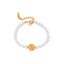 IG Style 18K Gold Hammer Embossed Flower Ball Pearl Stainless Steel Bracelet