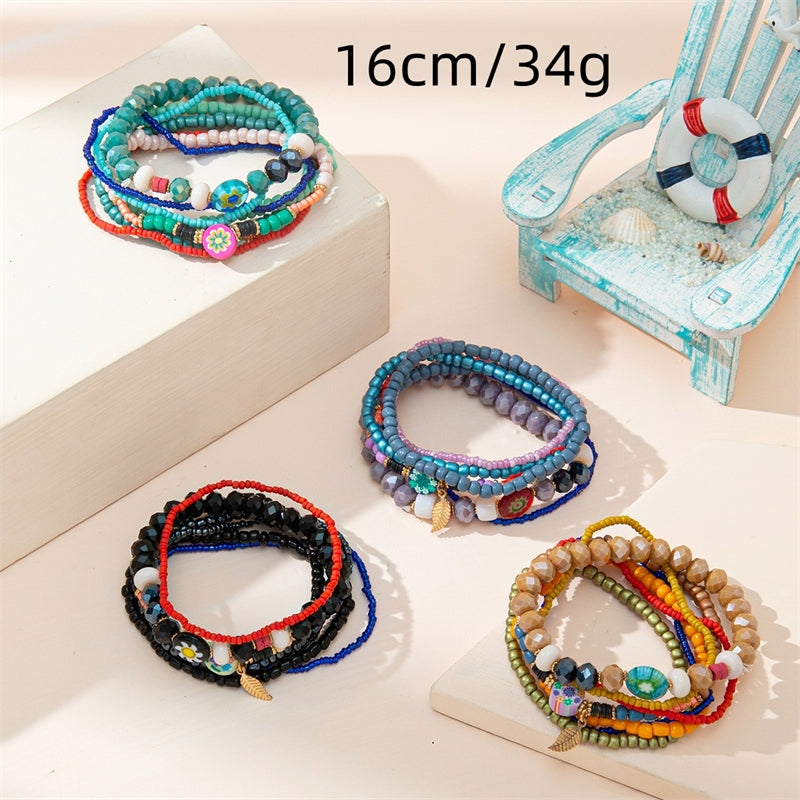 IG Style Bohemian Multicolor Glass Beaded Layered Wrap Bracelet