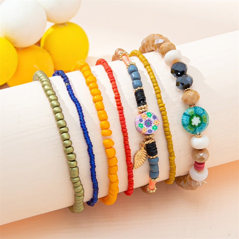 IG Style Bohemian Multicolor Glass Beaded Layered Wrap Bracelet