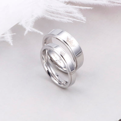 Crown Titanium Steel Couple Rings