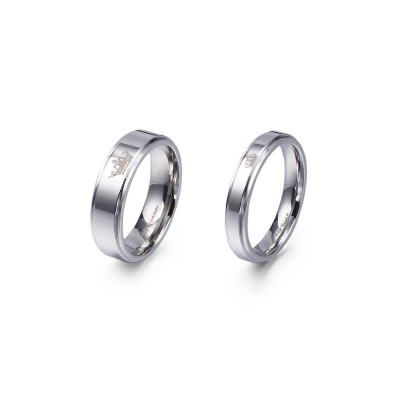 IG Style Crown Titanium Steel Couple Rings - His Queen Her King Design