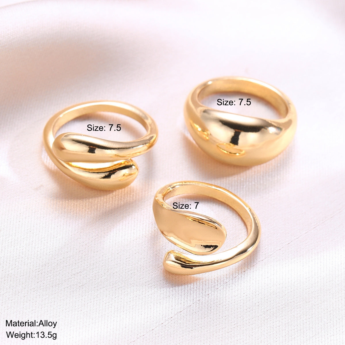 IG Style Geometric Gold Open Rings Set for Women