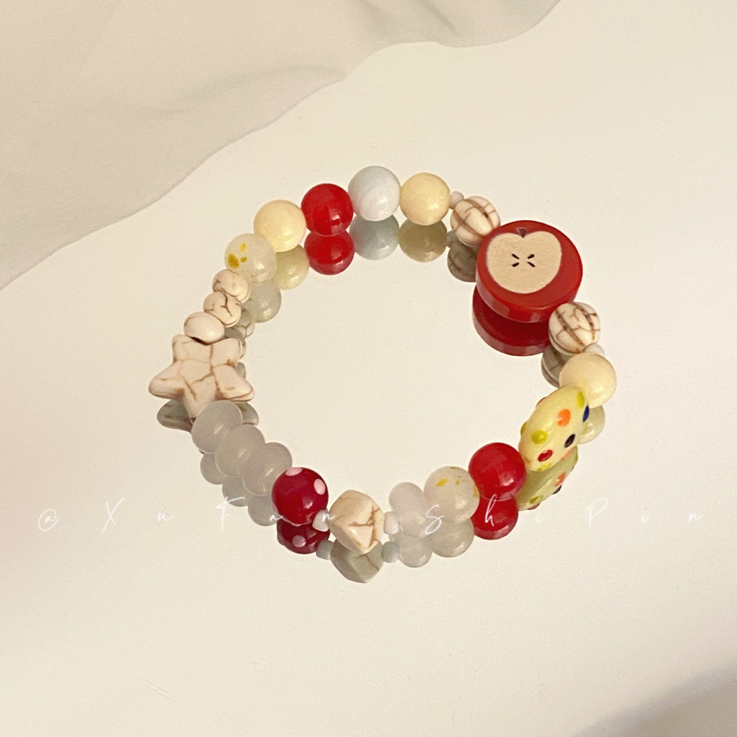 IG Style Sweet Animal Star Fruit Beaded Bracelet - Summer Dopamine Apple Design Women's Cute Hand Jewelry