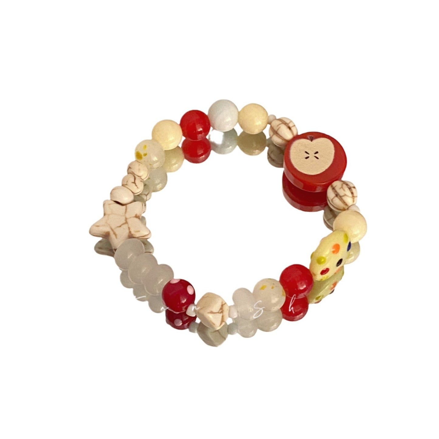IG Style Sweet Animal Star Fruit Beaded Bracelet - Summer Dopamine Apple Design Women's Cute Hand Jewelry