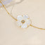 18K Gold Plated Stainless Steel Shell Flower Zircon Women's Bracelet