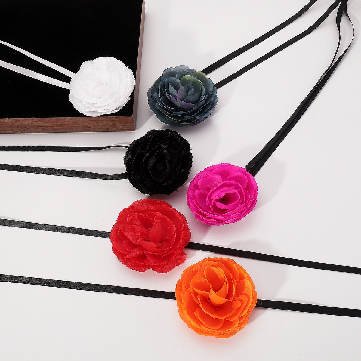 IG Style Sweet Flower Rose Choker Necklace with Bow Tie