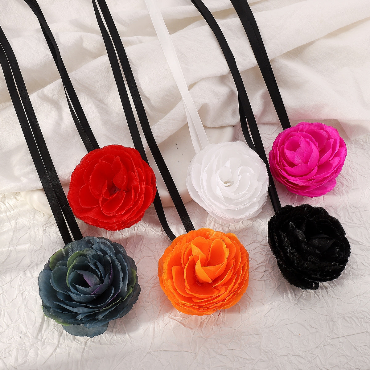 IG Style Sweet Flower Rose Choker Necklace with Bow Tie