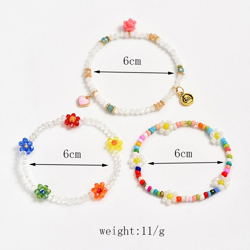 IG Style Heart Shape Flower Crystal Seed Bead Women's Bracelet