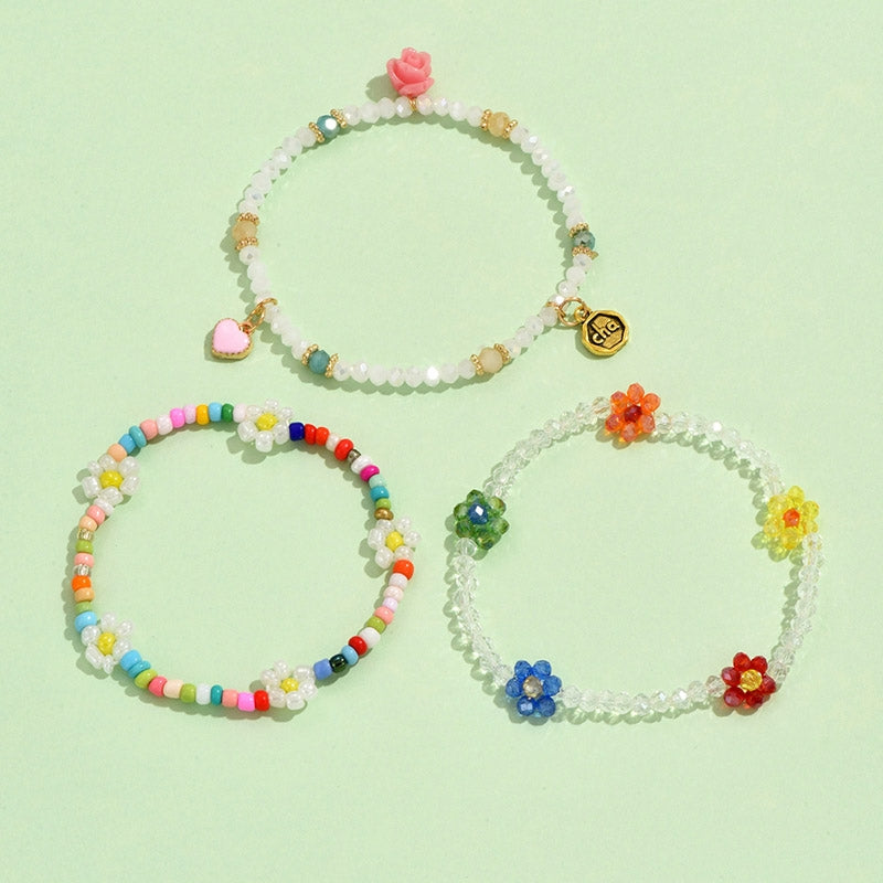 IG Style Heart Shape Flower Crystal Seed Bead Women's Bracelet