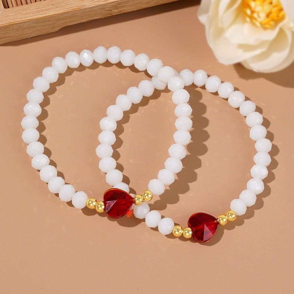 IG Style Heart Shape Crystal Bracelet Set - Minimalist Fashion Jewelry 2024