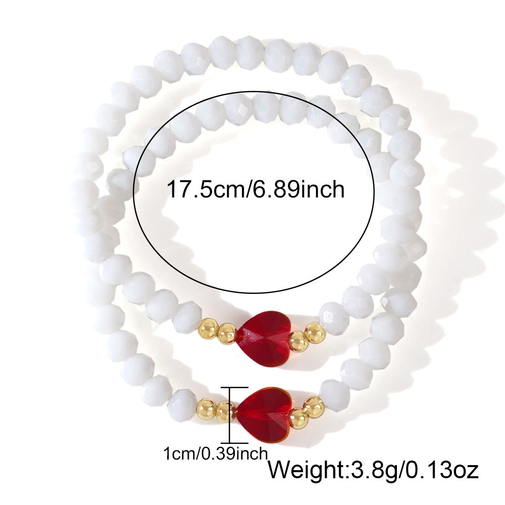 IG Style Heart Shape Crystal Bracelet Set - Minimalist Fashion Jewelry 2024