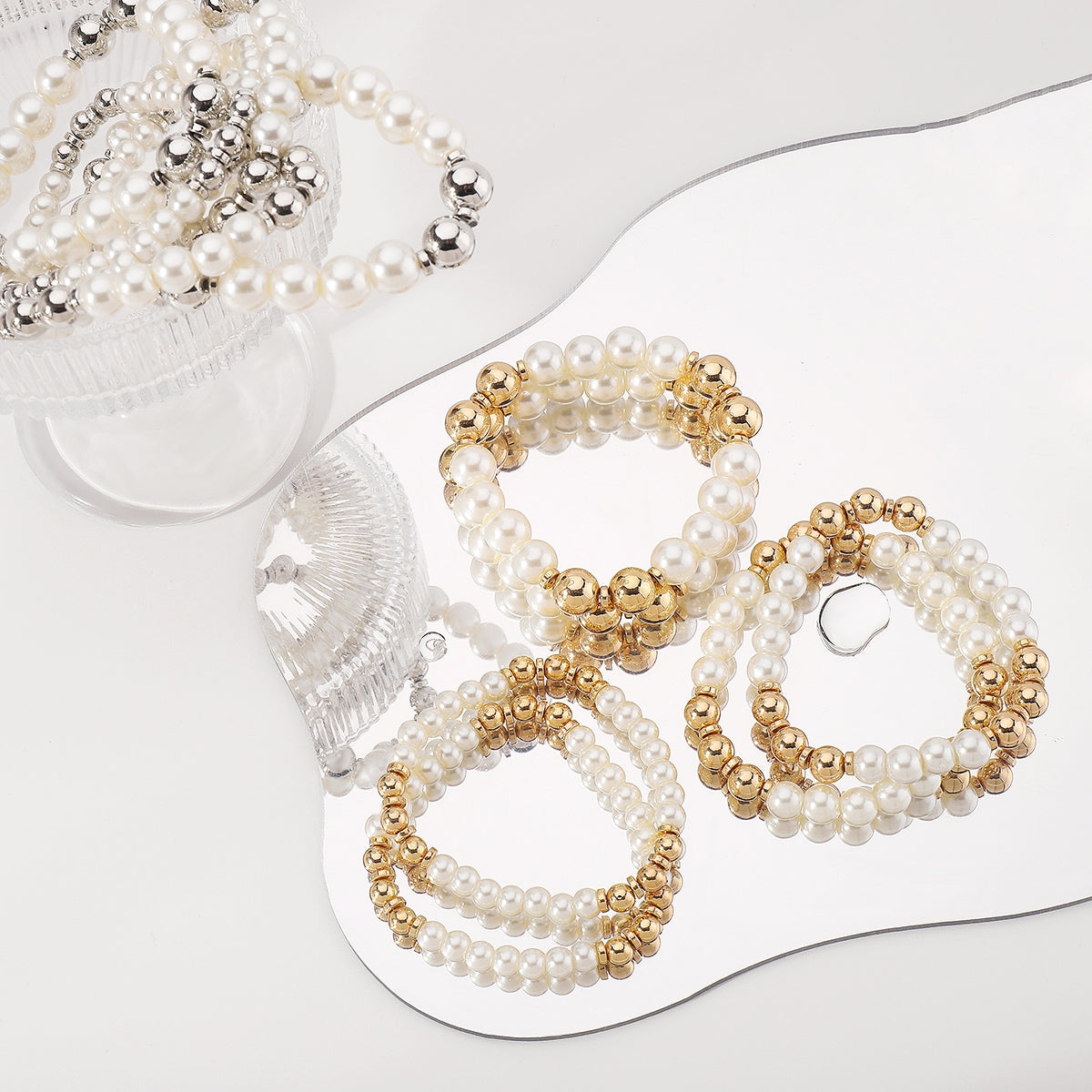 IG Style Multi-Layered Creative Pearl Bracelet Set