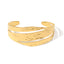 IG Style Vintage Geometric 18K Gold Plated Stainless Steel Bangle - Elegant Wide Face with Fine Cutout Design