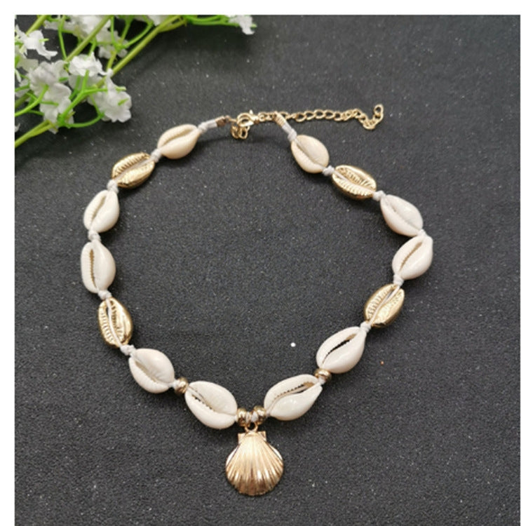 Boho Chic Shell Alloy Necklace - Minimalist Handmade Statement Choker