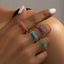 14k Gold Plated Open Rings with Colorful Natural Stones