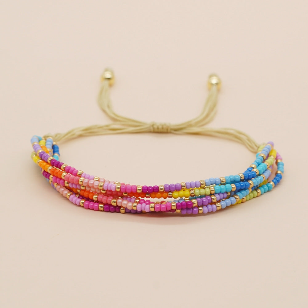 Ig Style Color Block Miyuki Beaded Multi-Layer Women's Bracelet