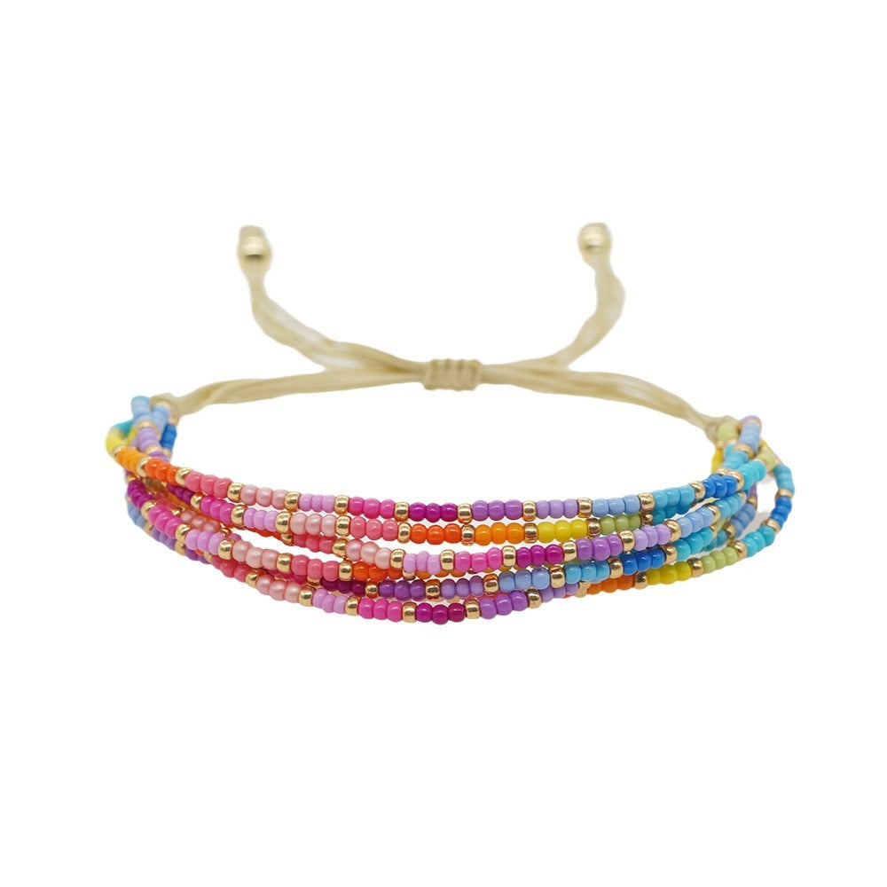 Ig Style Color Block Miyuki Beaded Multi-Layer Women's Bracelet