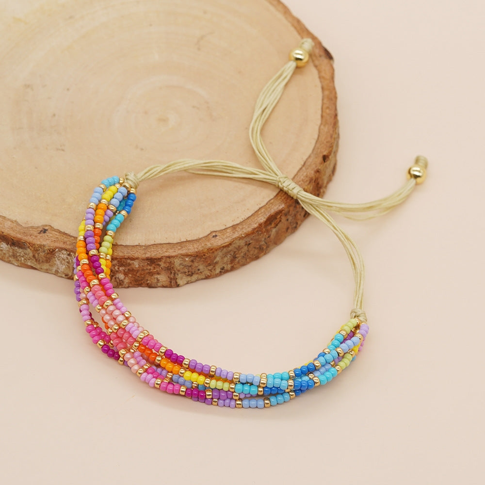 Ig Style Color Block Miyuki Beaded Multi-Layer Women's Bracelet